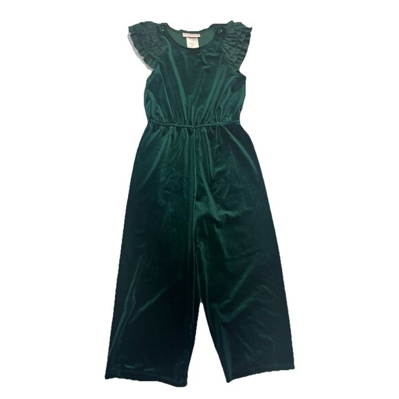 Bonnie Jean Girls Green Velvet Jumpsuit‎ Size 6 With Tags - Picture 2 of 9